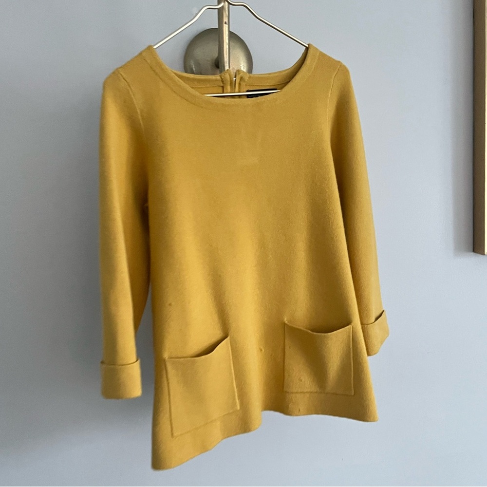 Cynthia Rowley Mustard Yellow Crew Neck boho Sweater L